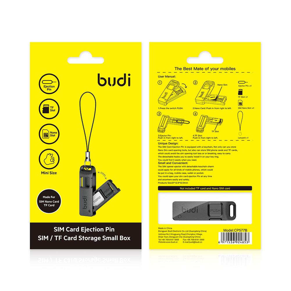 AliExpress BUDI Anti-Lost Sim Card Eject Pin Needle Plastic Storage Box Mobile Phone Steel Ejector Pin SIM TF Card Tray Opener Keyring, view 6