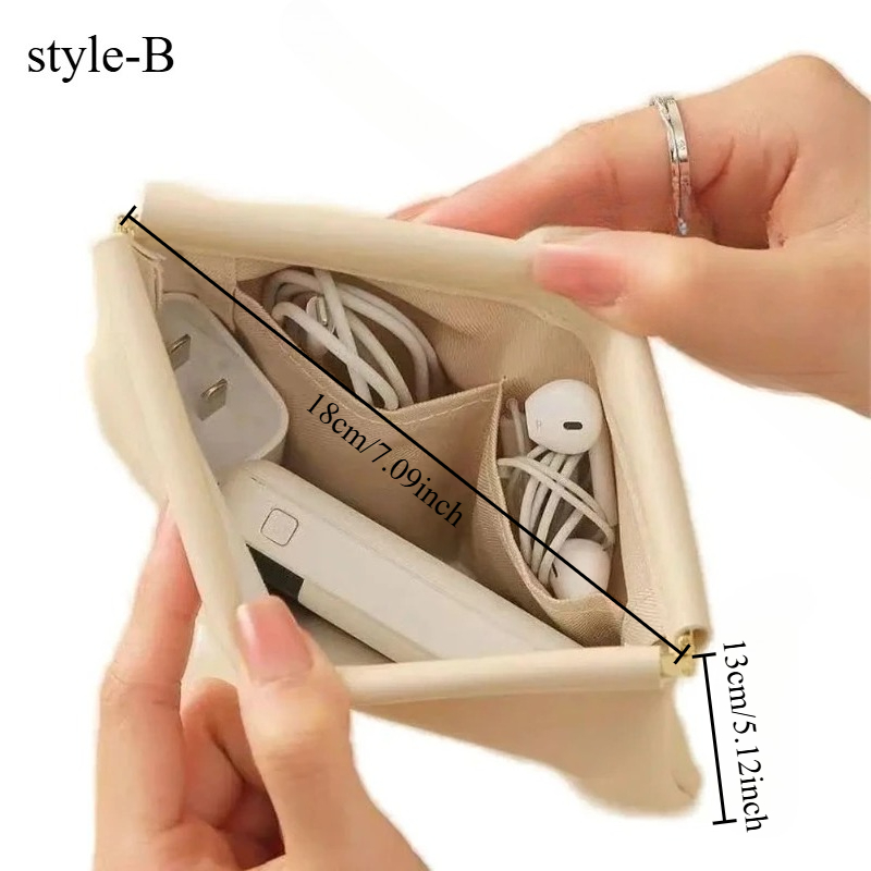 AliExpress Bullet Storage Bag with Automatic Closure, Wired Headphone Storage Bag, PU Coin Purse, Mini Portable Lipstick and Makeup Bag, view 6