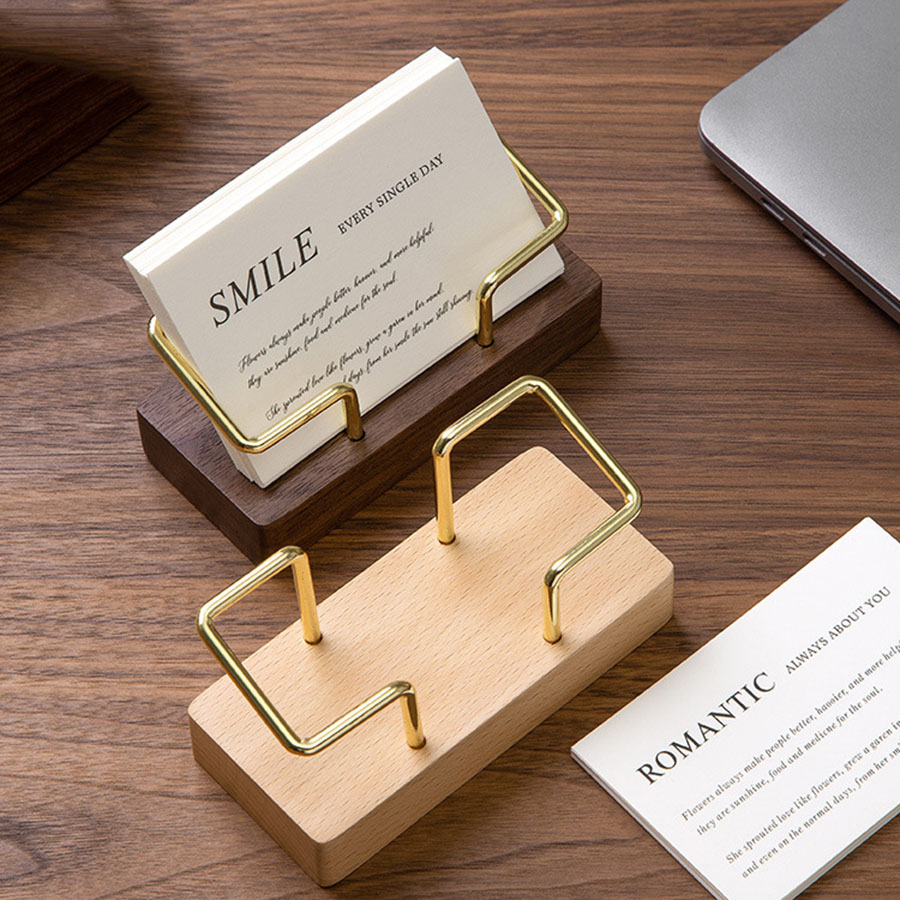AliExpress Wooden Business Card Holder Desk Stand, view 3