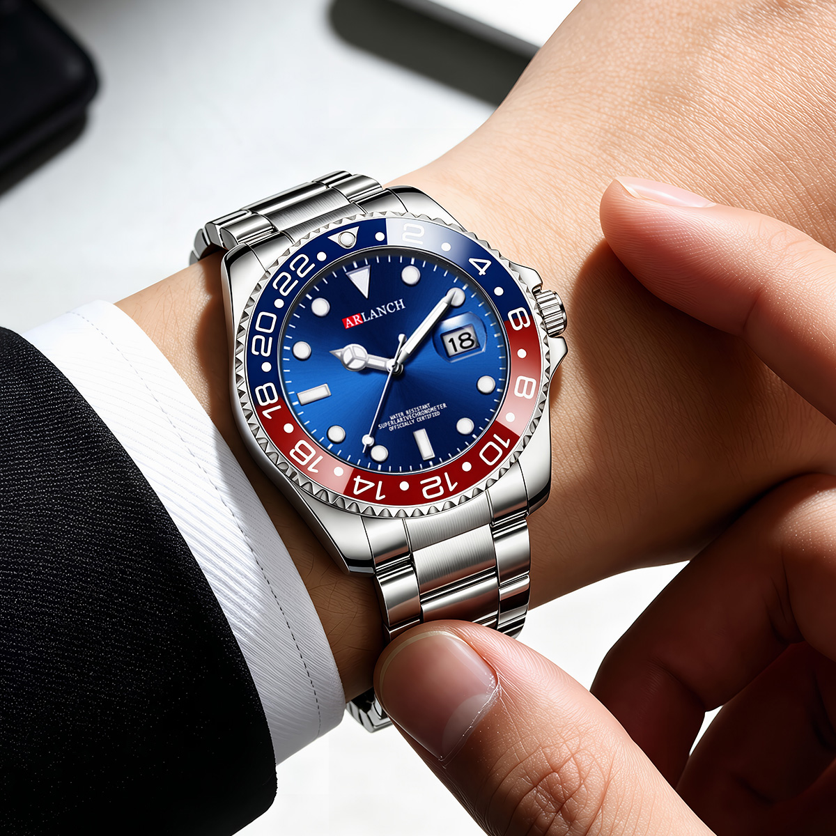 AliExpress Men's 40 mm Stainless Steel Quartz Watch, view 3