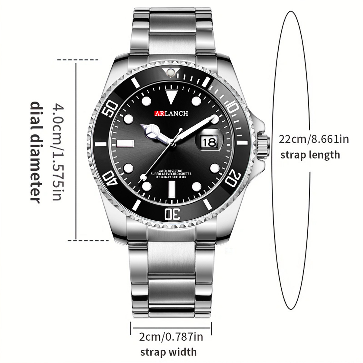 AliExpress Men's 40 mm Stainless Steel Quartz Watch, view 4