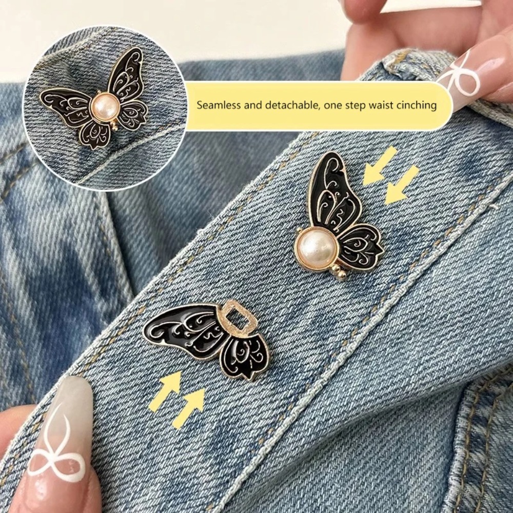 AliExpress Butterfly Jeans Button Adjustable Clips For Pant Skirts Waist Tightener Buckle Snap Button Pants Pin Retractable Button Adjuster