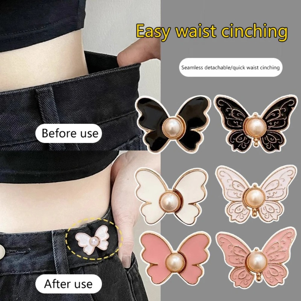 AliExpress Butterfly Jeans Button Adjustable Clips For Pant Skirts Waist Tightener Buckle Snap Button Pants Pin Retractable Button Adjuster, view 3