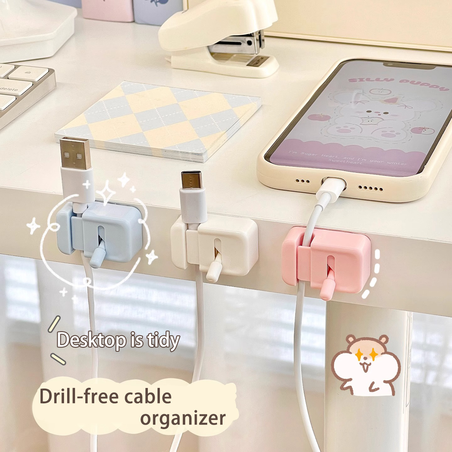AliExpress No-Drill Edge-Mounted Desk Cable Management Clip