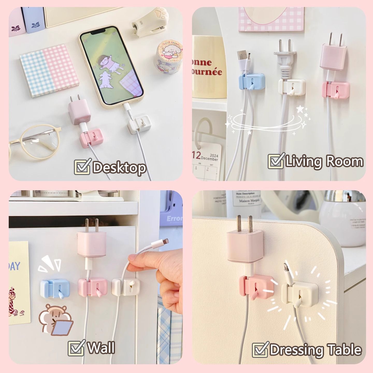 AliExpress No-Drill Edge-Mounted Desk Cable Management Clip, view 4