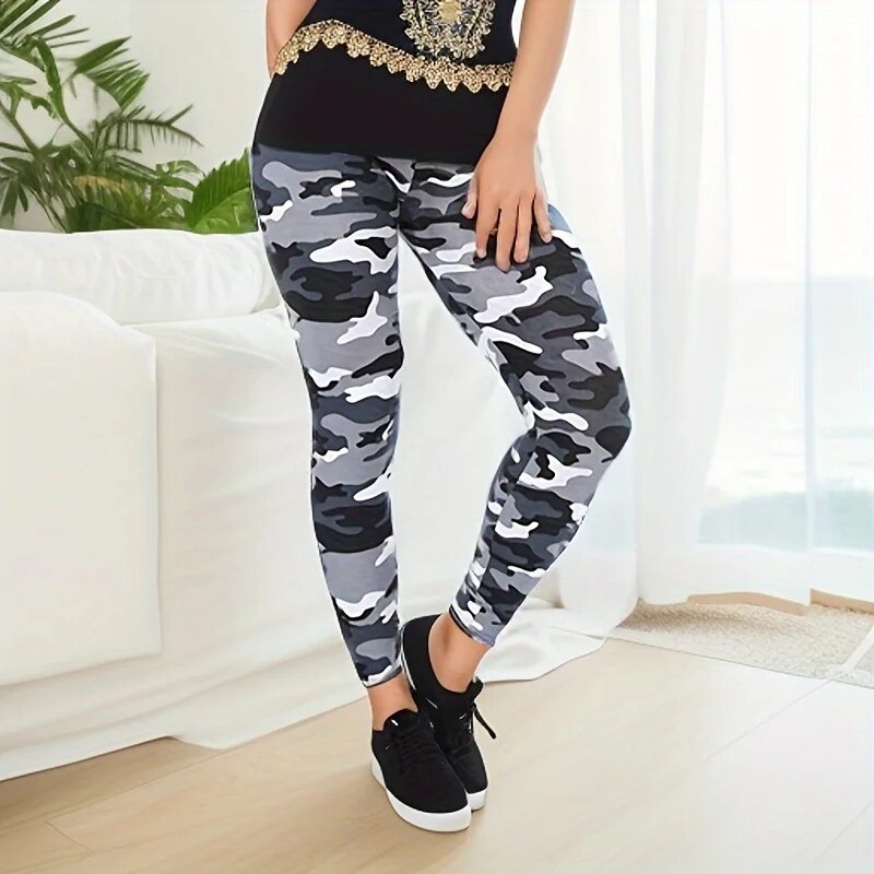 AliExpress Camouflage Printed White Gray Sexy Women's Leggings Sports Jacket Tight Pants High Elasticity Slim Fit Tight Pants