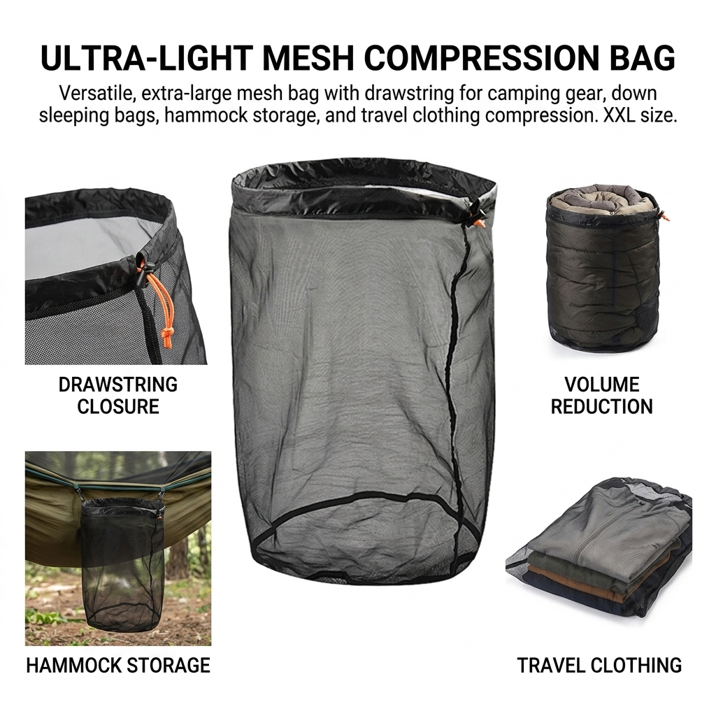 AliExpress Mesh Drawstring Compression Sack for Hammock Gear, view 3