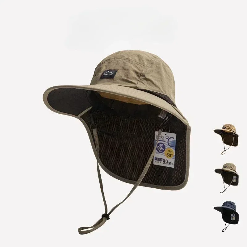 AliExpress Caps Summer Wide Brim Neck Protection Unisex Bucket Hats Outdoor Visor Quick-drying Panama Sunscreen Tied Fishing Hiking Hat