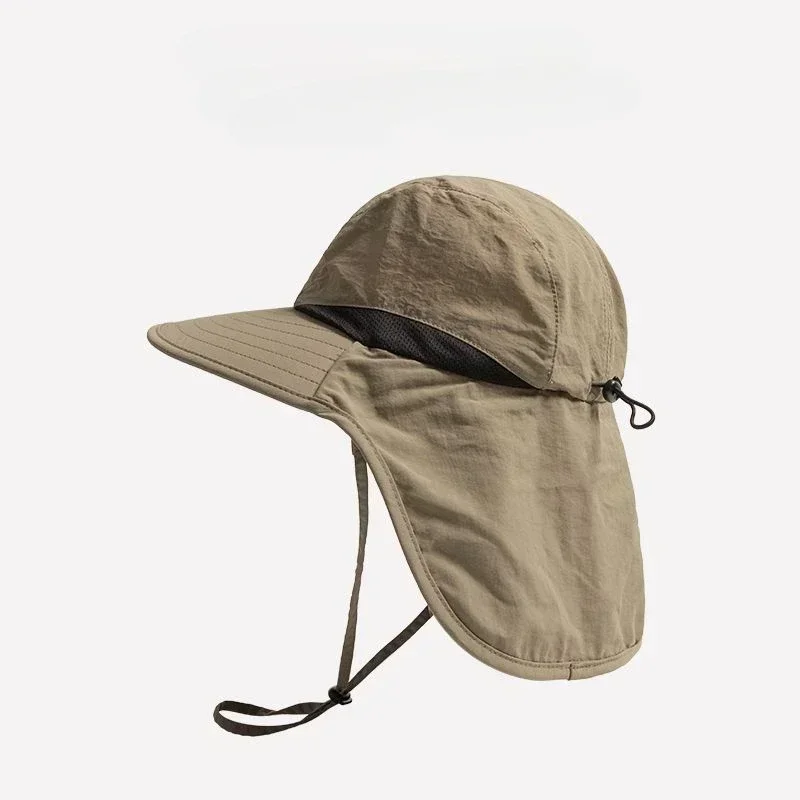 AliExpress Caps Summer Wide Brim Neck Protection Unisex Bucket Hats Outdoor Visor Quick-drying Panama Sunscreen Tied Fishing Hiking Hat, view 3