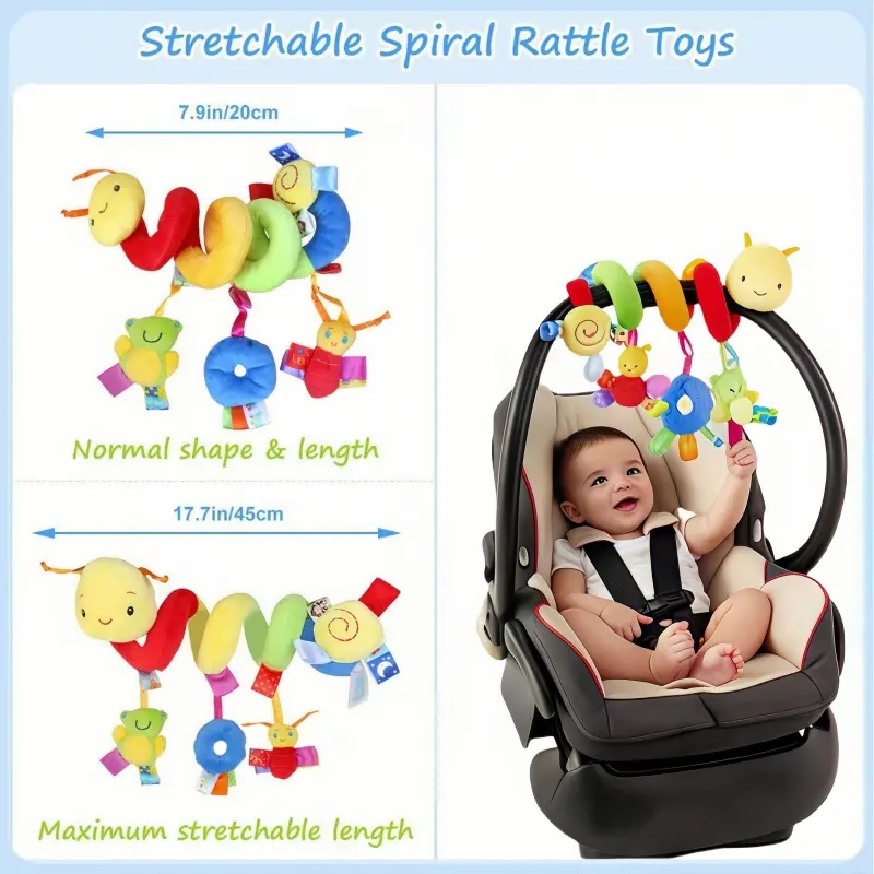 AliExpress Car Seat Toys Infant Baby Spiral Activity Hanging Rattle Toys Plush Hanging Stroller Sensory Toys For Newborn Gift