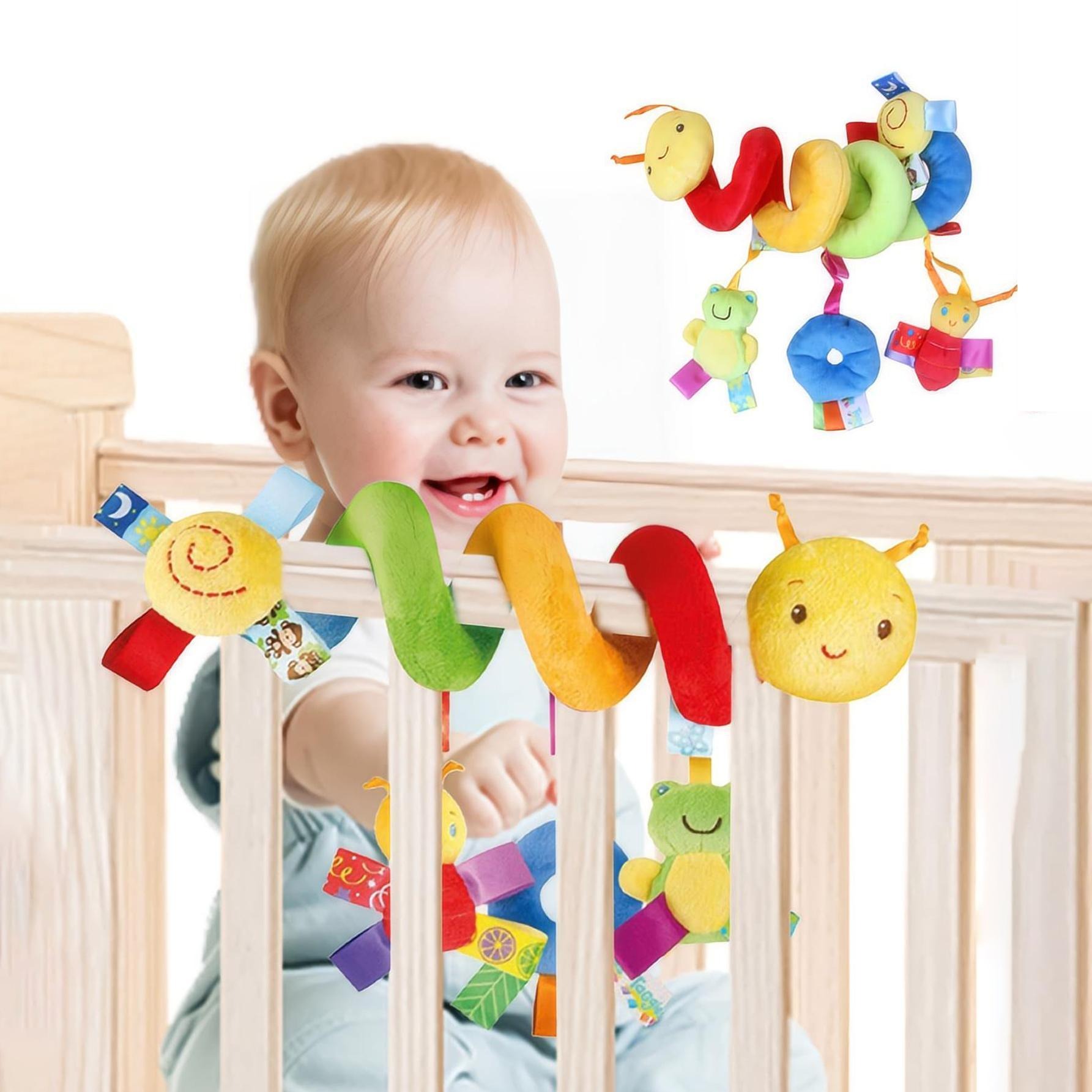 AliExpress Car Seat Toys Infant Baby Spiral Activity Hanging Rattle Toys Plush Hanging Stroller Sensory Toys For Newborn Gift, view 5