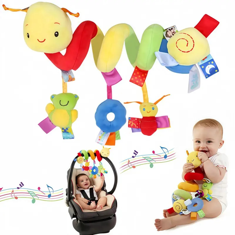 AliExpress Car Seat Toys Infant Baby Spiral Activity Hanging Rattle Toys Plush Hanging Stroller Sensory Toys For Newborn Gift, view 6