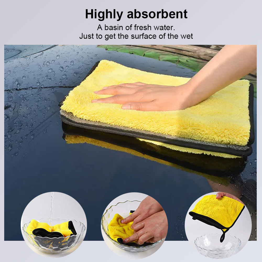 AliExpress Car Wash Microfiber Towel 30x30/60CM Car Cleaning Drying Cloth Hemming Car Care Cloth Detailing Car Wash Towel, view 3