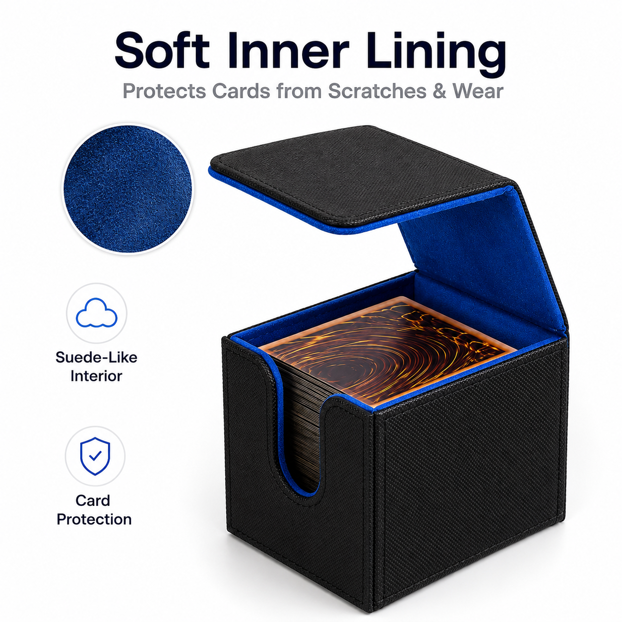 AliExpress Card Deck Box PU Leather Trading Card Case Magnetic Storage Holder Fits 100+ Sleeved Cards for TCG CCG Game Cards Organizer Blue, view 5
