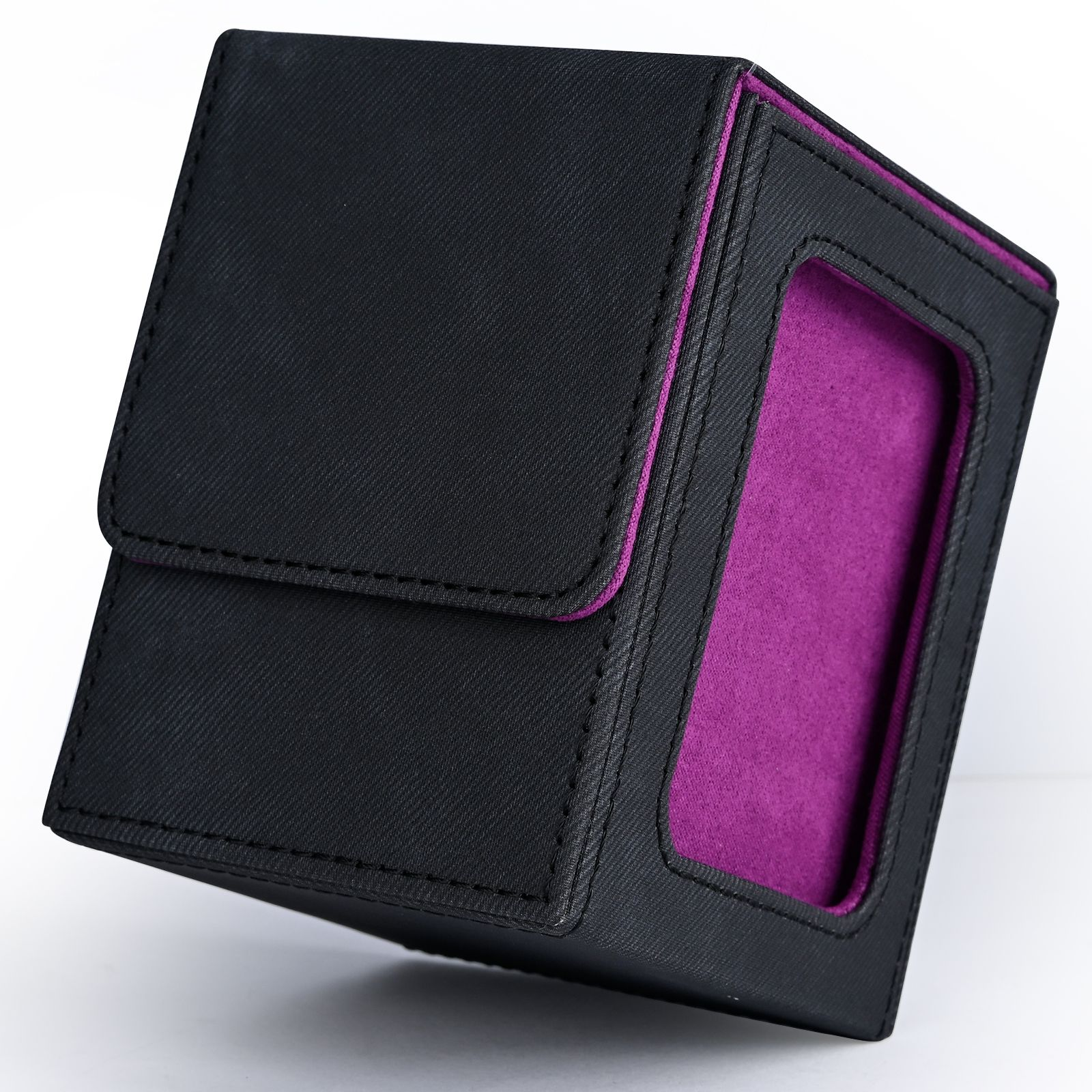 AliExpress Card Deck Box with Display Window, Trading Card Storage Case, Holds 120+ Single Sleeved Cards, PU Leather Denim Card Box for TCG