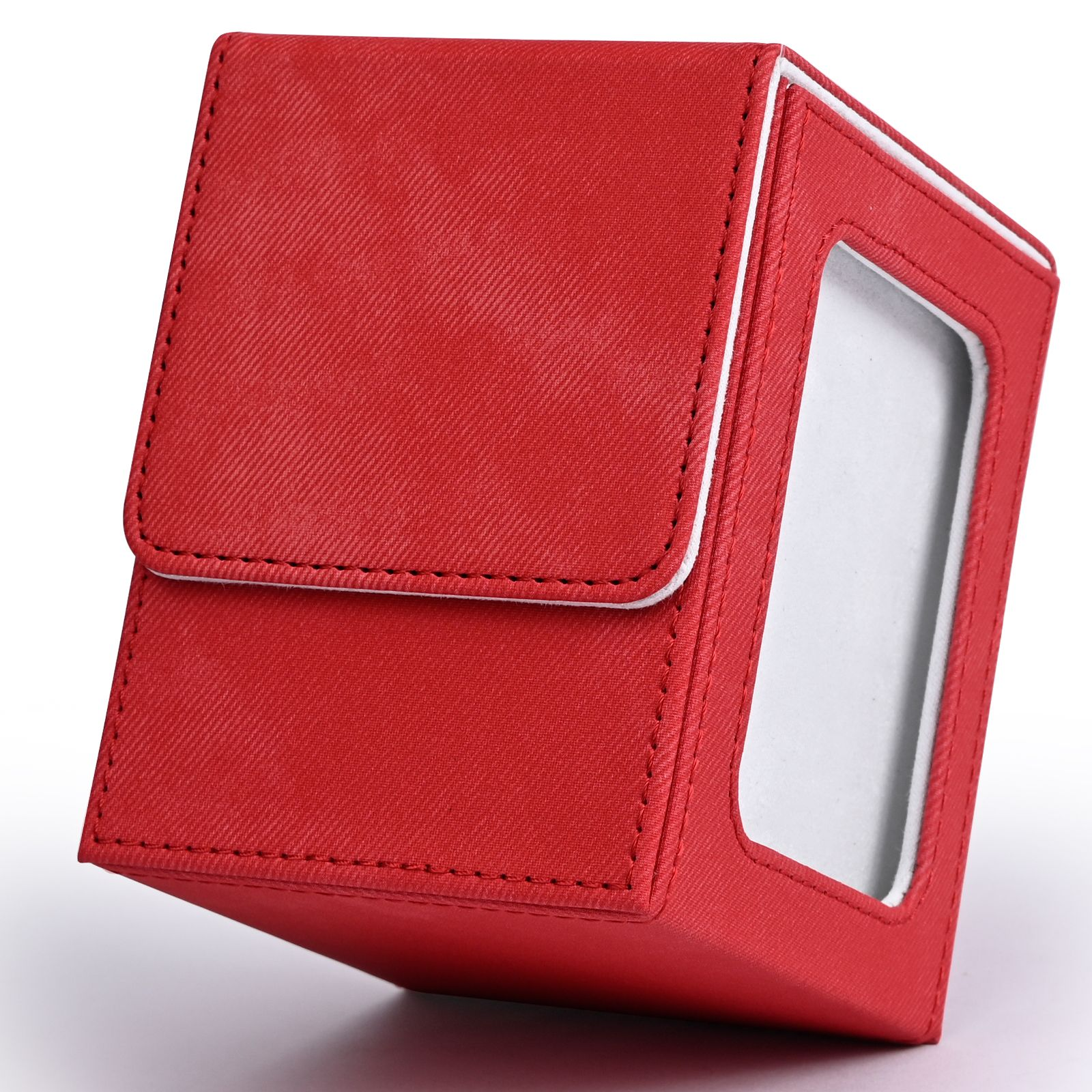 AliExpress Card Deck Box with Display Window, Trading Card Storage Case, Holds 120+ Single Sleeved Cards, PU Leather Denim Card Box for TCG, view 2