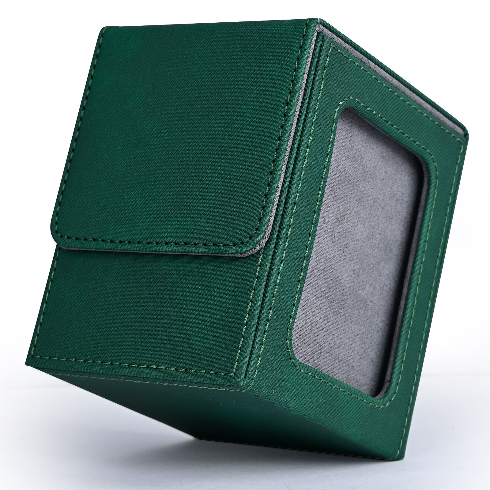 AliExpress Card Deck Box with Display Window, Trading Card Storage Case, Holds 120+ Single Sleeved Cards, PU Leather Denim Card Box for TCG, view 4