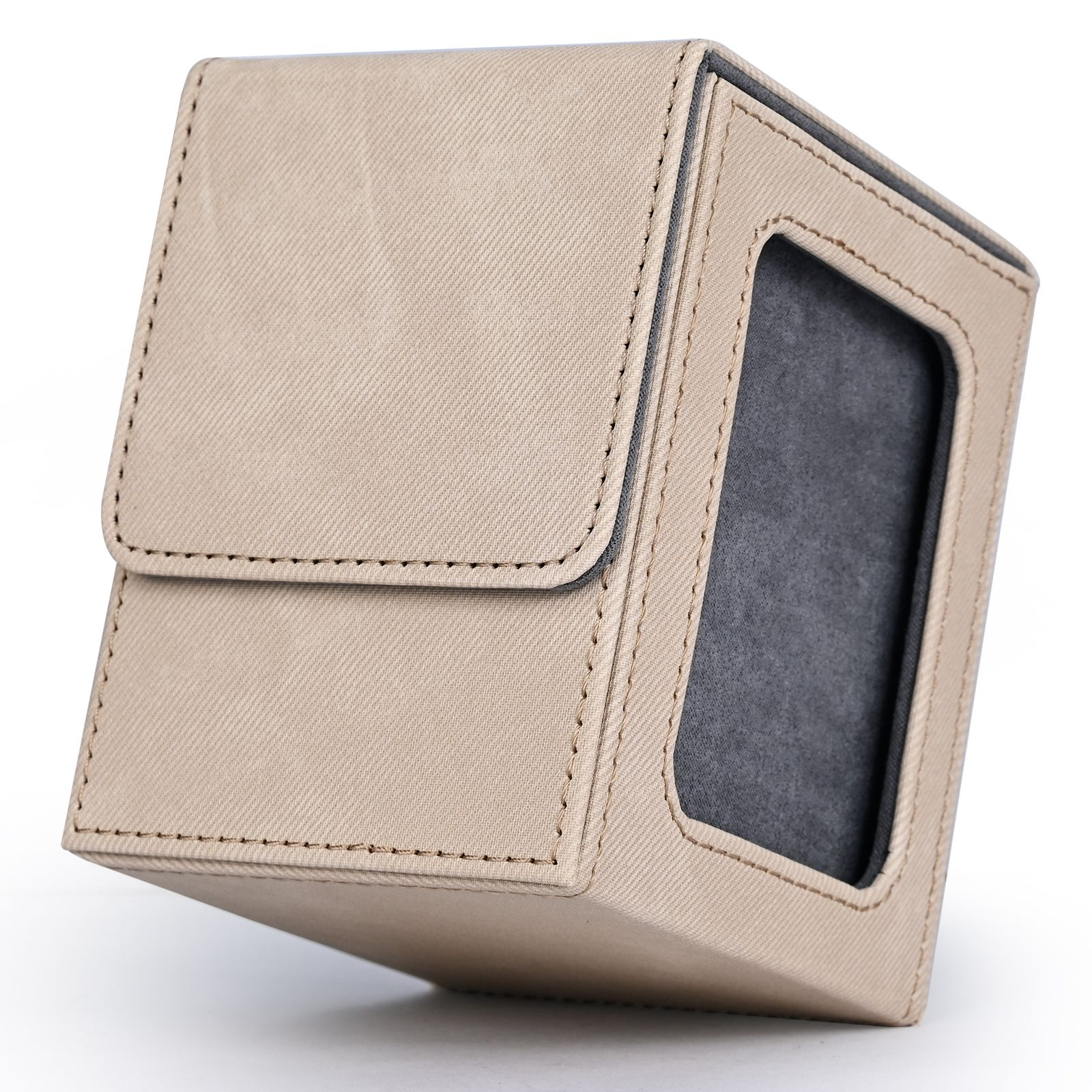 AliExpress Card Deck Box with Display Window, Trading Card Storage Case, Holds 120+ Single Sleeved Cards, PU Leather Denim Card Box for TCG, view 5