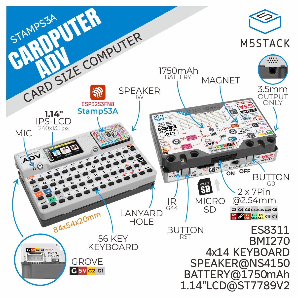 AliExpress Cardputer Adv ESP32 Keyboard Dev Kit, view 2