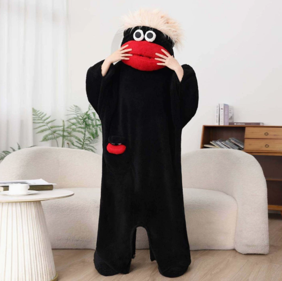 AliExpress Cartoon Big Mouth Monster Cute Funny Onesie Pajamas Thickened Coral Fleece Homewear For Couples Men Women Autumn Winter Pajamas, view 6