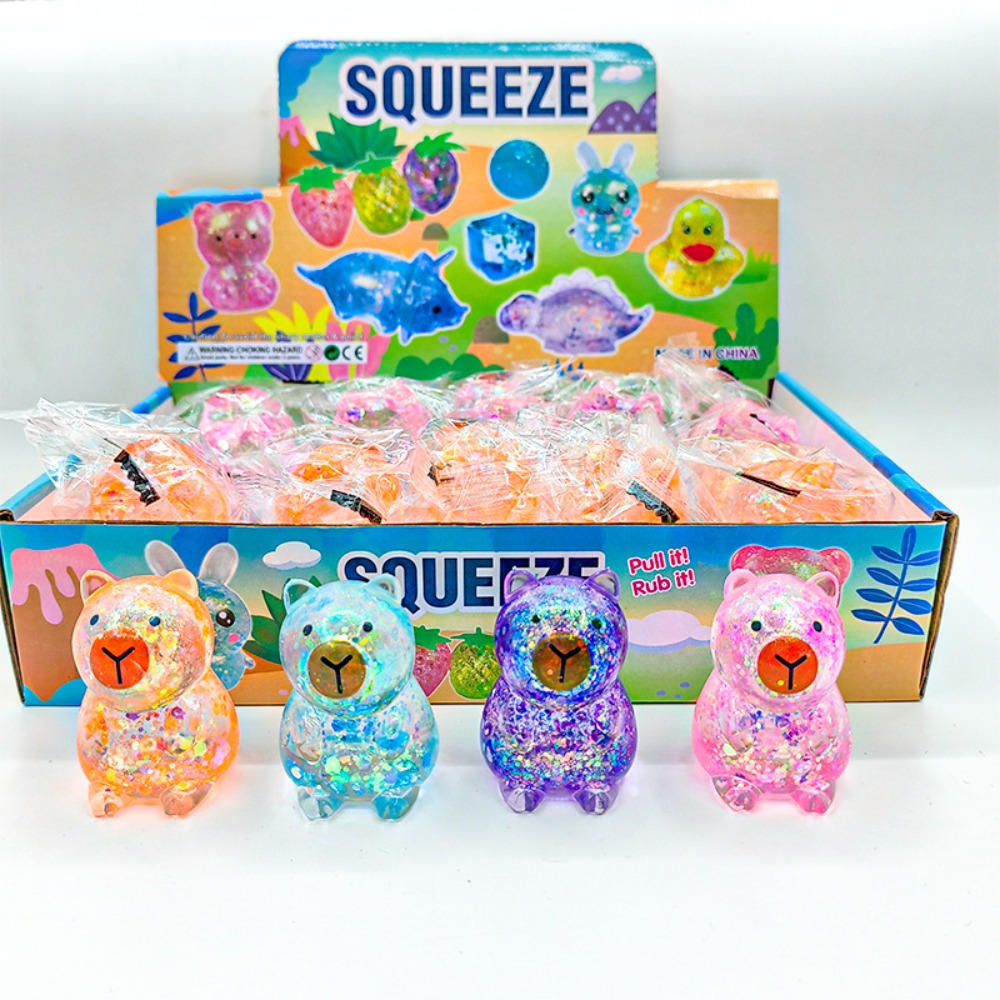 AliExpress Cartoon Capybara Decompression Toy Soft Glitter Gummy Fidget Toys Pinching and Stress Relief Tool Anti Stress Squeeze Toy G