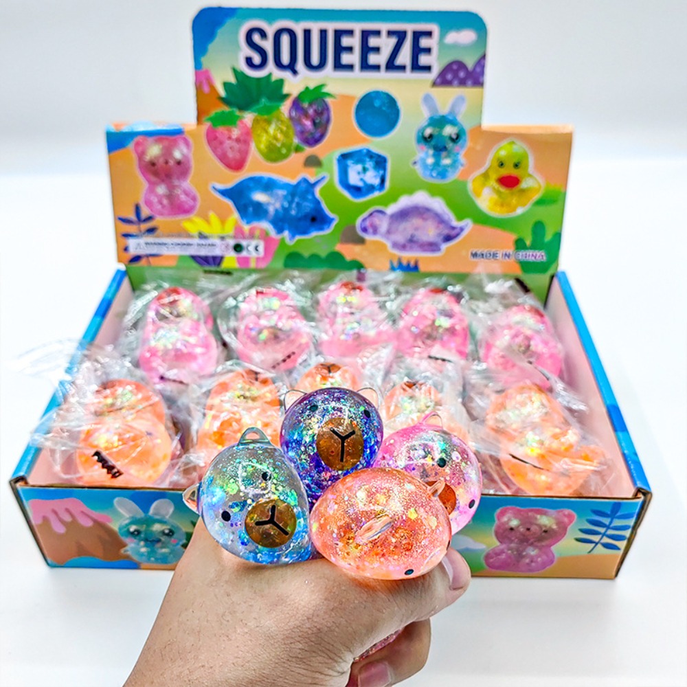 AliExpress Cartoon Capybara Decompression Toy Soft Glitter Gummy Fidget Toys Pinching and Stress Relief Tool Anti Stress Squeeze Toy G, view 2