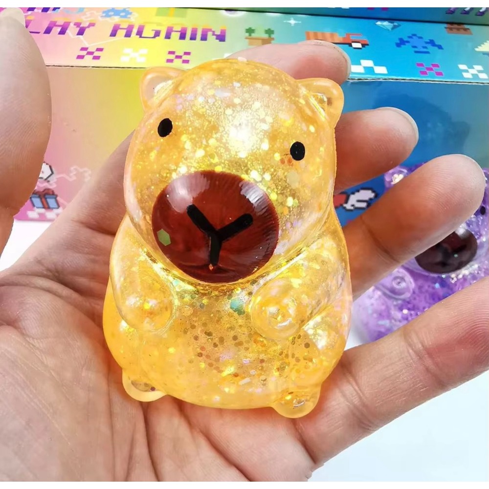 AliExpress Cartoon Capybara Decompression Toy Soft Glitter Gummy Fidget Toys Pinching and Stress Relief Tool Anti Stress Squeeze Toy G, view 3