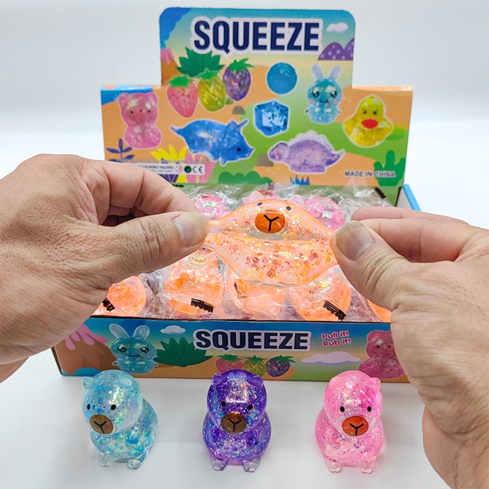 AliExpress Cartoon Capybara Decompression Toy Soft Glitter Gummy Fidget Toys Pinching and Stress Relief Tool Anti Stress Squeeze Toy G, view 4