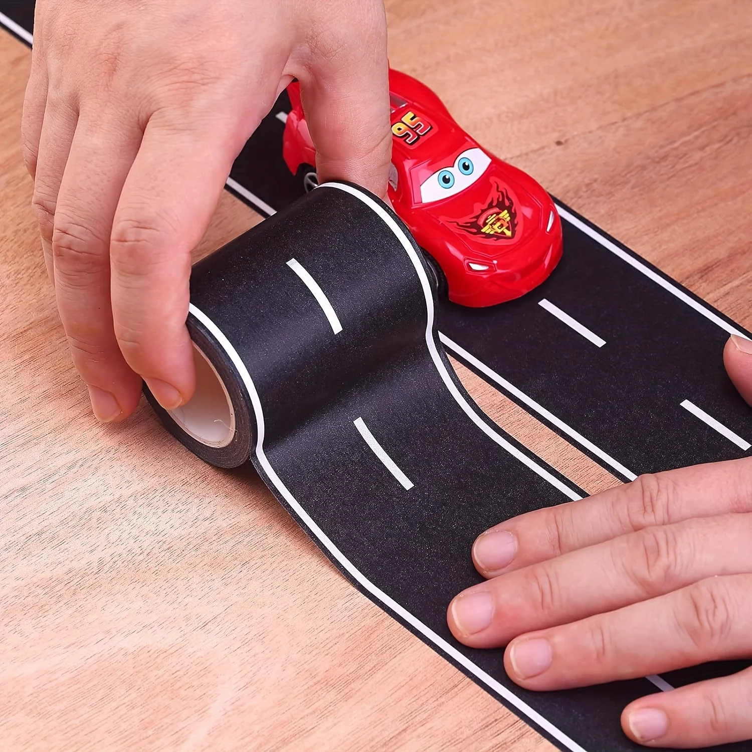 AliExpress Cartoon Style Reusable Road Stickers, Black Polyurethane Road Tape, Suitable for Party Racing Decoration