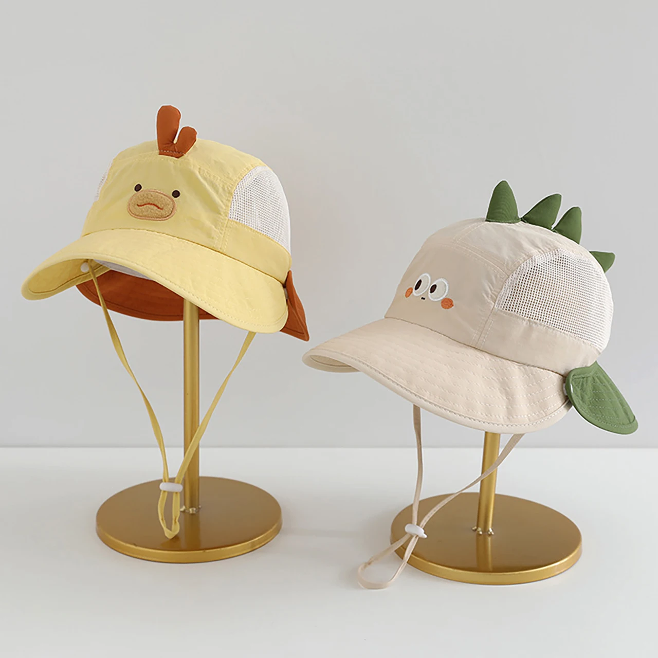AliExpress Cartoon Sunshade Baby Beach Hat Cute Bear Rabbit Ears Boys Girls Sun Visor Cap Summer Outdoor Breathable Mesh Panama Hats, view 2