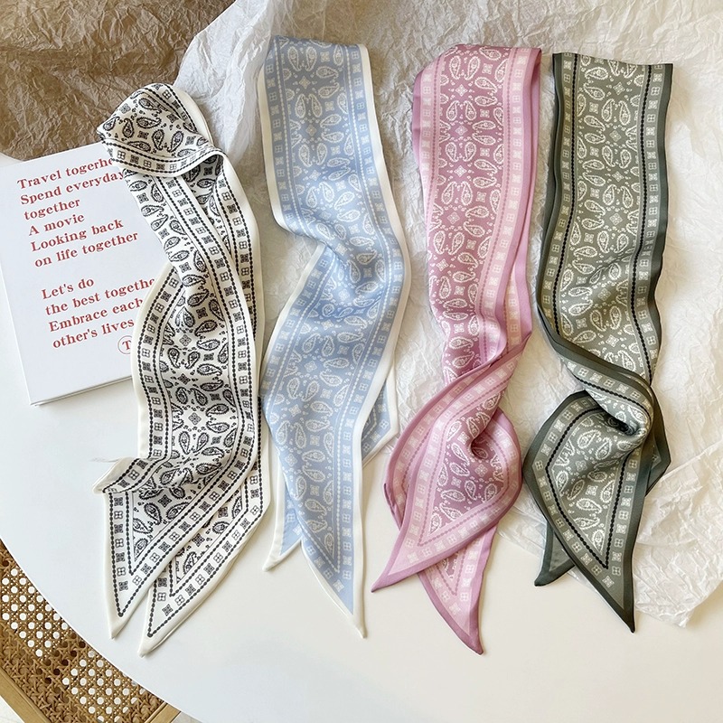 AliExpress Cashew flower silk scarf double-sided printed for Women, Lightweight Versatile Bandana Style, Daily Office Party Vacation Boho