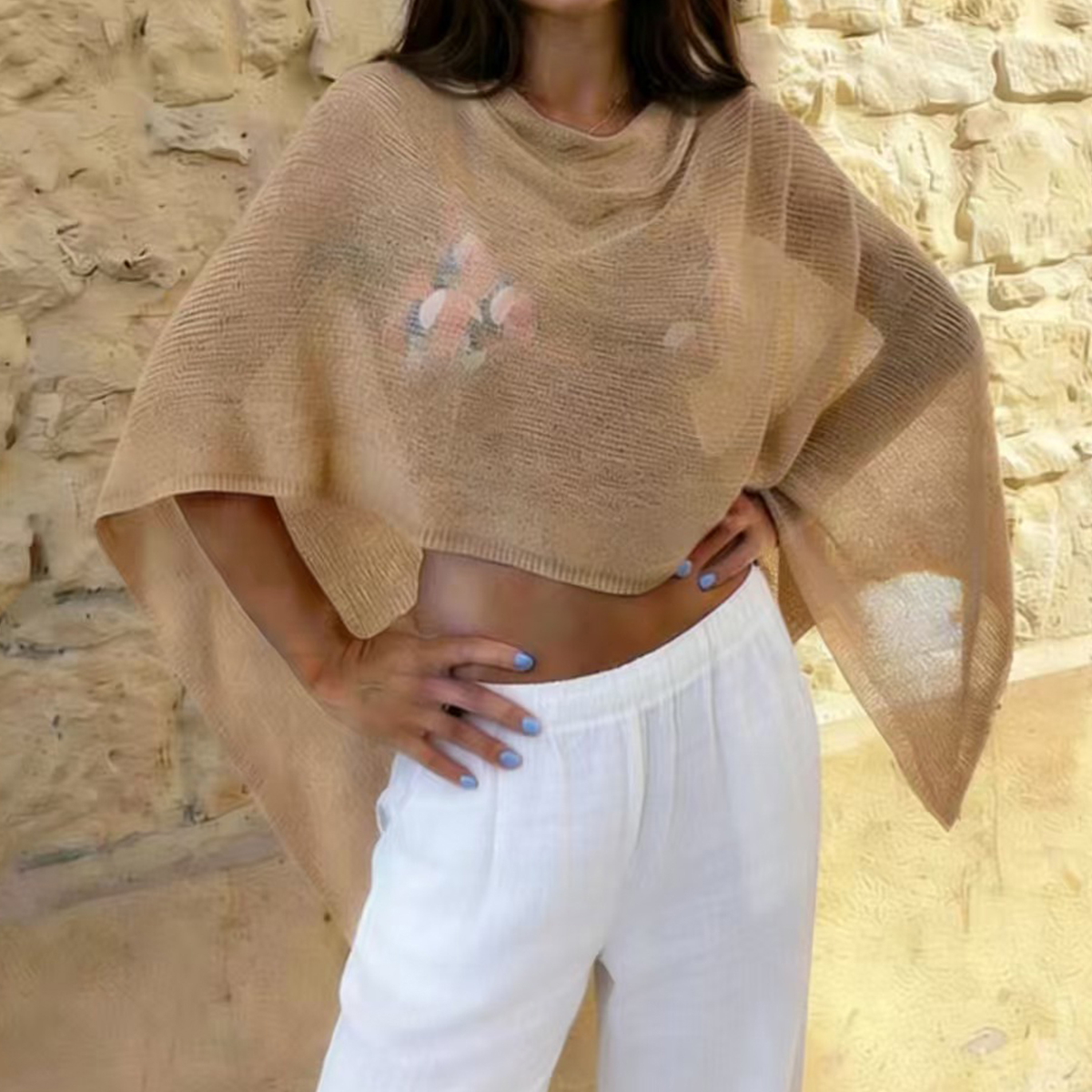 AliExpress Casual Knit Top, Summer Beach Vacation Pool Party Sexy Sheer Cover-Up, Plain Fitted Design, Perfect for Relaxing and Stylish, view 5