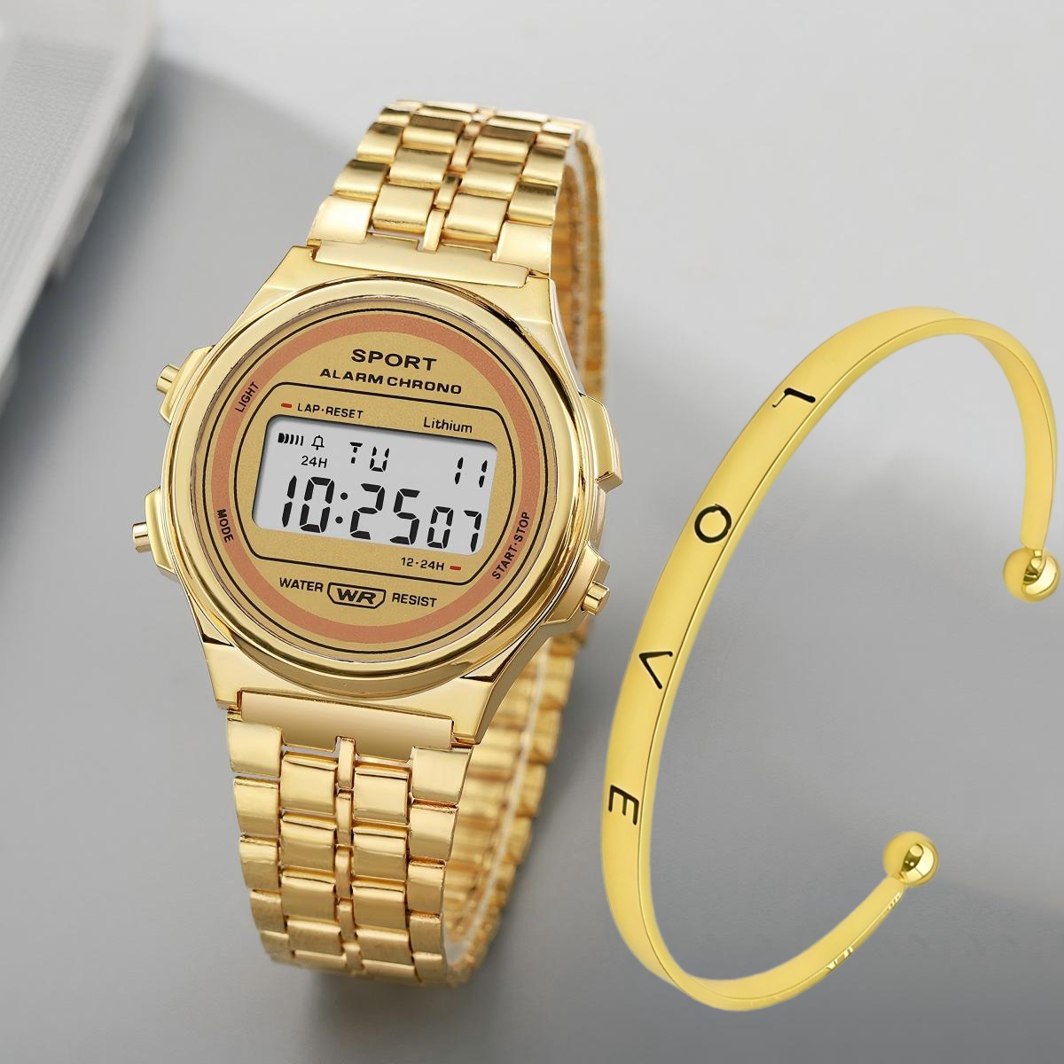 AliExpress Women's Vintage Gold LED Electronic Watch