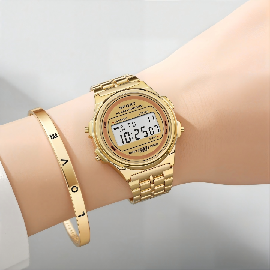 AliExpress Women's Vintage Gold LED Electronic Watch, view 4