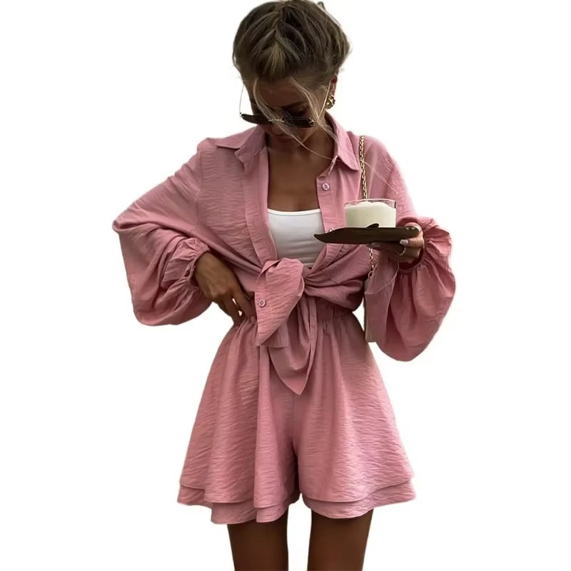 AliExpress Casual Loose Short Sets For Women 2 Piece Sets Womens Outfits Spa Holiday Baggy Fashion Shorts Suits Woman Summer