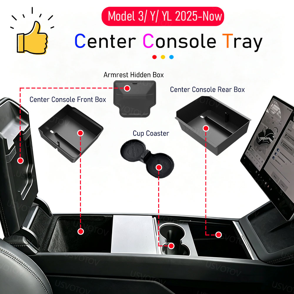 AliExpress Center Console Organizer Tray for Tesla Model Y and 3, view 2