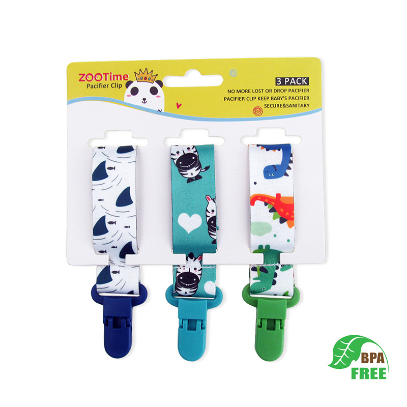 AliExpress Chain Baby Pacifier Dummy Clip 3 Pcs/Set Personalized Pacifier Clip Nipple Holder for Baby Cartoon Print Child Pacifier Clips