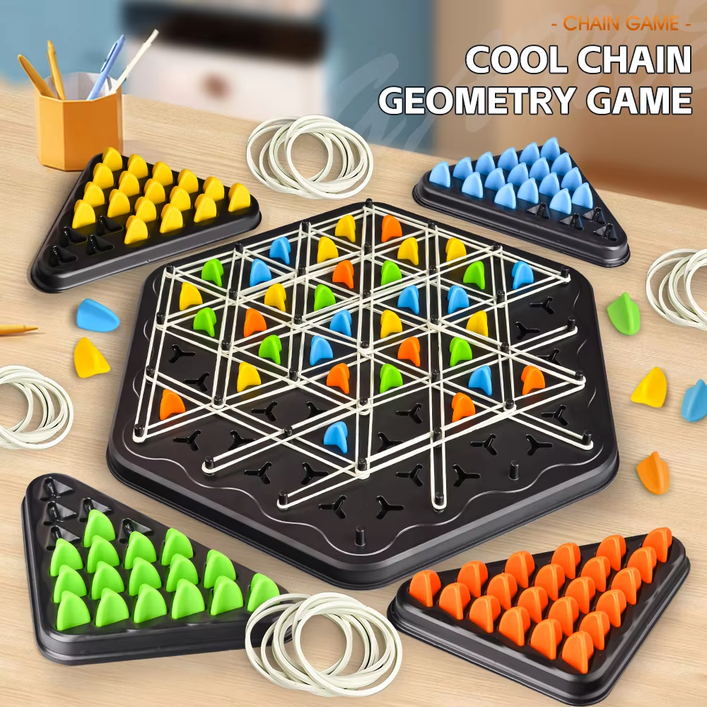 AliExpress Chain Triangle Chess Game Triggle Rubber Band Game Educational Interactive Game Battle Set For Family Party Gift