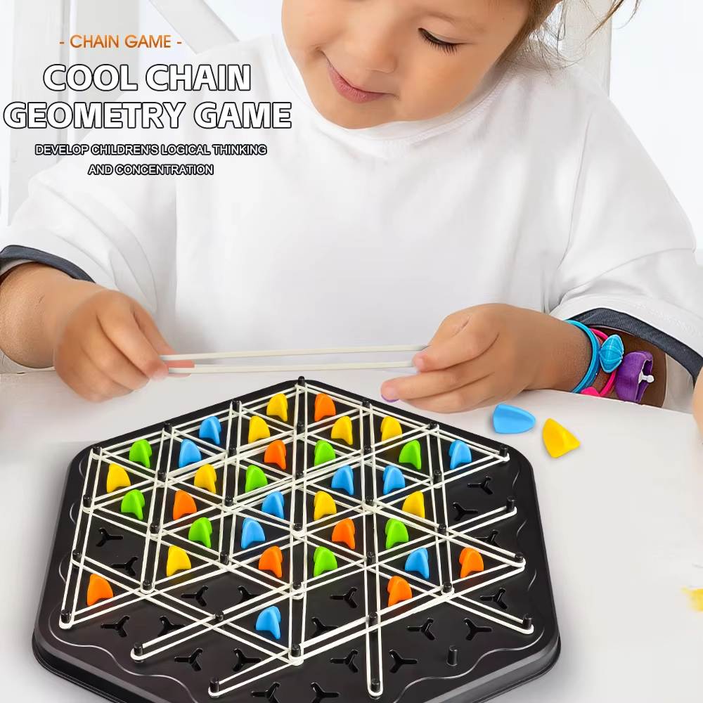 AliExpress Chain Triangle Chess Game Triggle Rubber Band Game Educational Interactive Game Battle Set For Family Party Gift, view 2