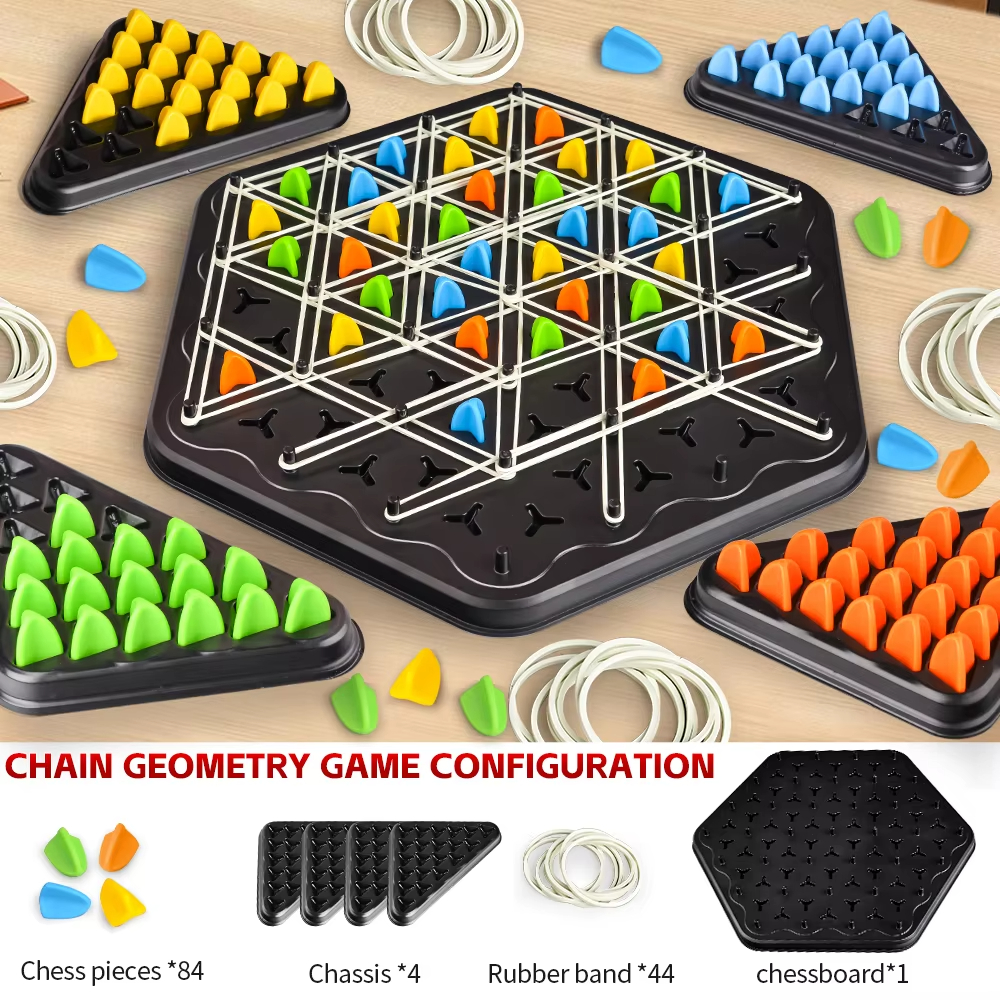 AliExpress Chain Triangle Chess Game Triggle Rubber Band Game Educational Interactive Game Battle Set For Family Party Gift, view 3