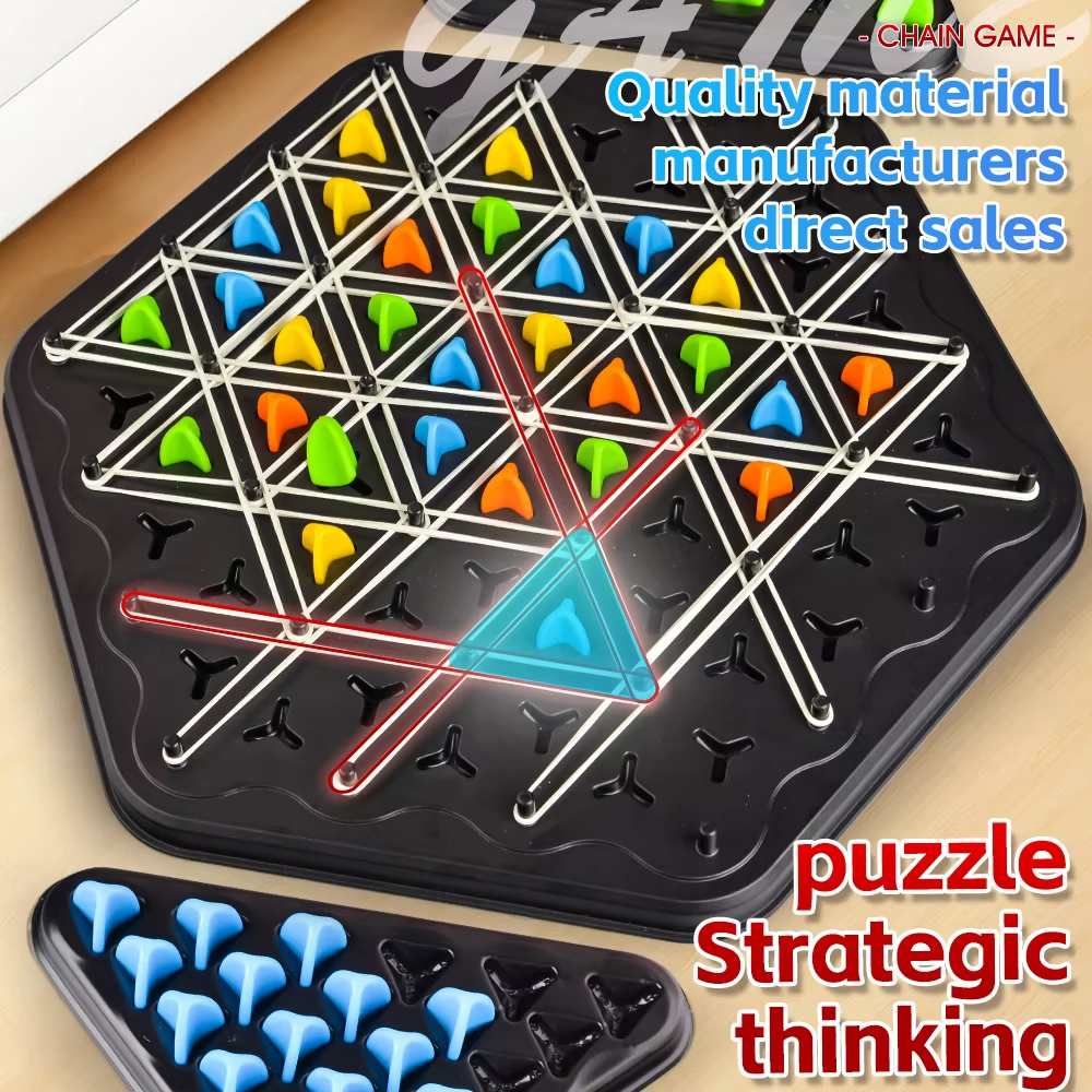 AliExpress Chain Triangle Chess Game Triggle Rubber Band Game Educational Interactive Game Battle Set For Family Party Gift, view 5