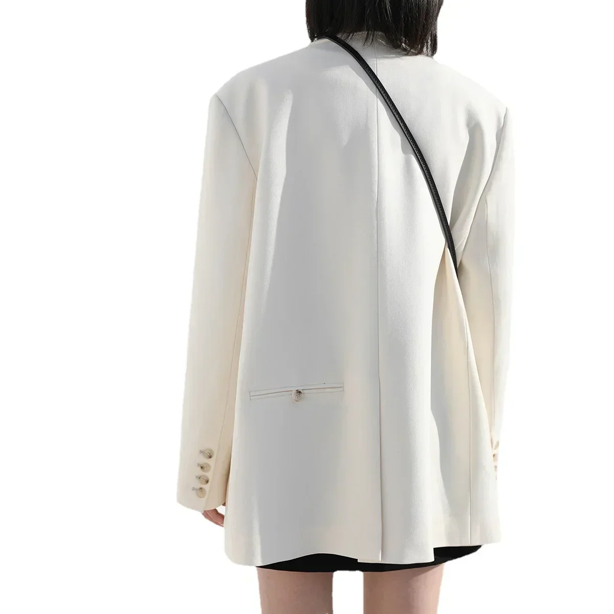 AliExpress CHIC VEN 2026 Fashion Women's Blazer Office Lady Long Sleeve Double-breasted Mid-length Casual Coat Ladies Outerwear Stylish Top, view 3