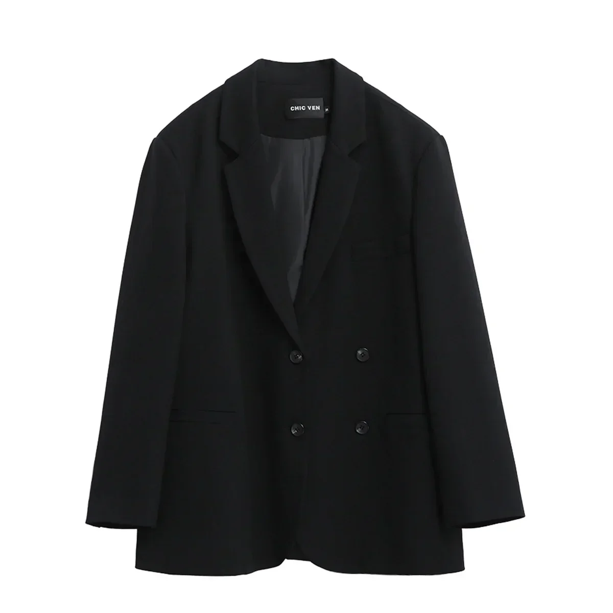 AliExpress CHIC VEN 2026 Fashion Women's Blazer Office Lady Long Sleeve Double-breasted Mid-length Casual Coat Ladies Outerwear Stylish Top, view 4