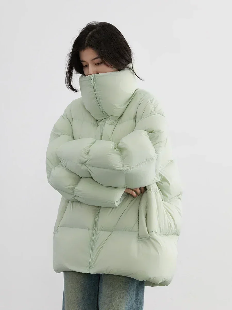 AliExpress CHIC VEN Women Down Coats Long Sleeve New Soft Solid Lightweight Bread Down Jacket Female Warm Coat Lapel Outerwear Winter 2023, view 3