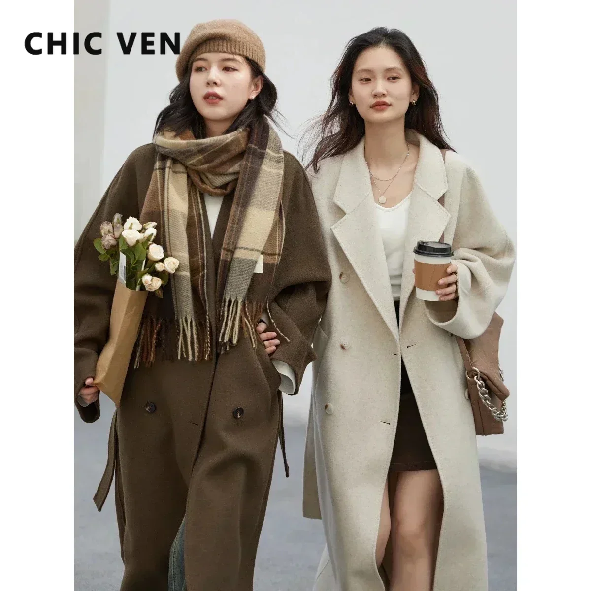 AliExpress CHIC VEN Women Long Double-sided Woolen Coats Retro Loose Female Overcoat Double Breasted Ladies Windbreak Autumn Winter 2026