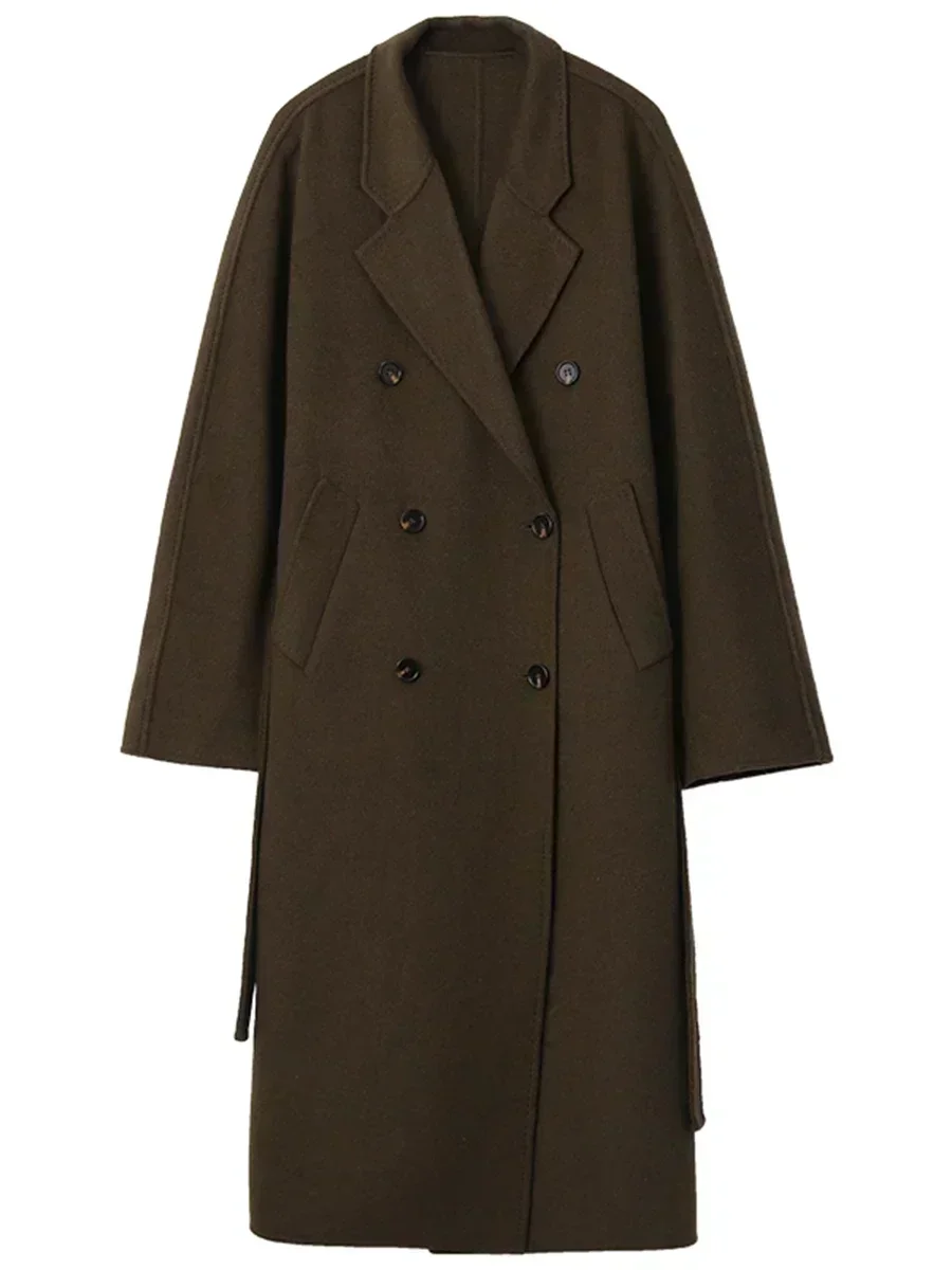 AliExpress CHIC VEN Women Long Double-sided Woolen Coats Retro Loose Female Overcoat Double Breasted Ladies Windbreak Autumn Winter 2026, view 4