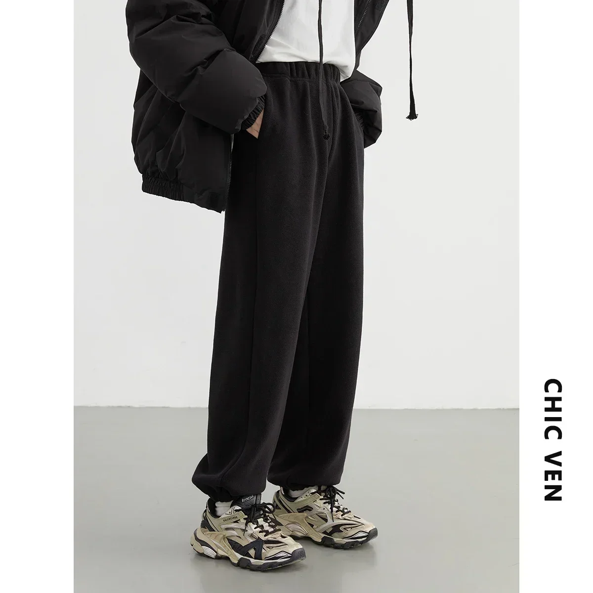 AliExpress CHIC VEN Women's Pant Loose Casual New High Waist Fleece Pant Thick Plush Warm Female Sports Trousers Autumn Winter 2023, view 6