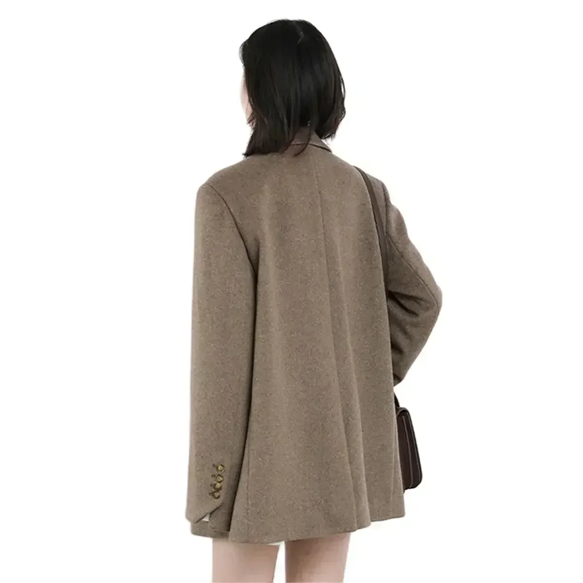 AliExpress CHIC VEN Women Wool Blend Coat Solid Mid Long Woolen Blazer Thick Warm Blouse Women's Overcoat Office Lady Tops Autumn Winter, view 3