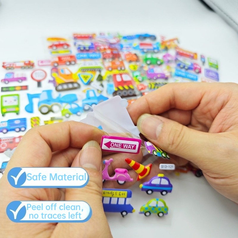 AliExpress Children Cartoon Vehicle Stickers Engineering Car Traffic Police Fire Truck Stationery Sticker DIY Bubble Stickers for Kids, view 4