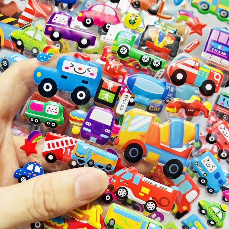 AliExpress Children Cartoon Vehicle Stickers Engineering Car Traffic Police Fire Truck Stationery Sticker DIY Bubble Stickers for Kids, view 6